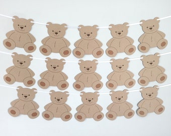 15 Teddy Bear Garland Set Party Banner Birthday Bunting Theme Decoration Baby Shower Girls Boys Flags Picnic Teddies 1st 2nd 3rd 4th Grizzly