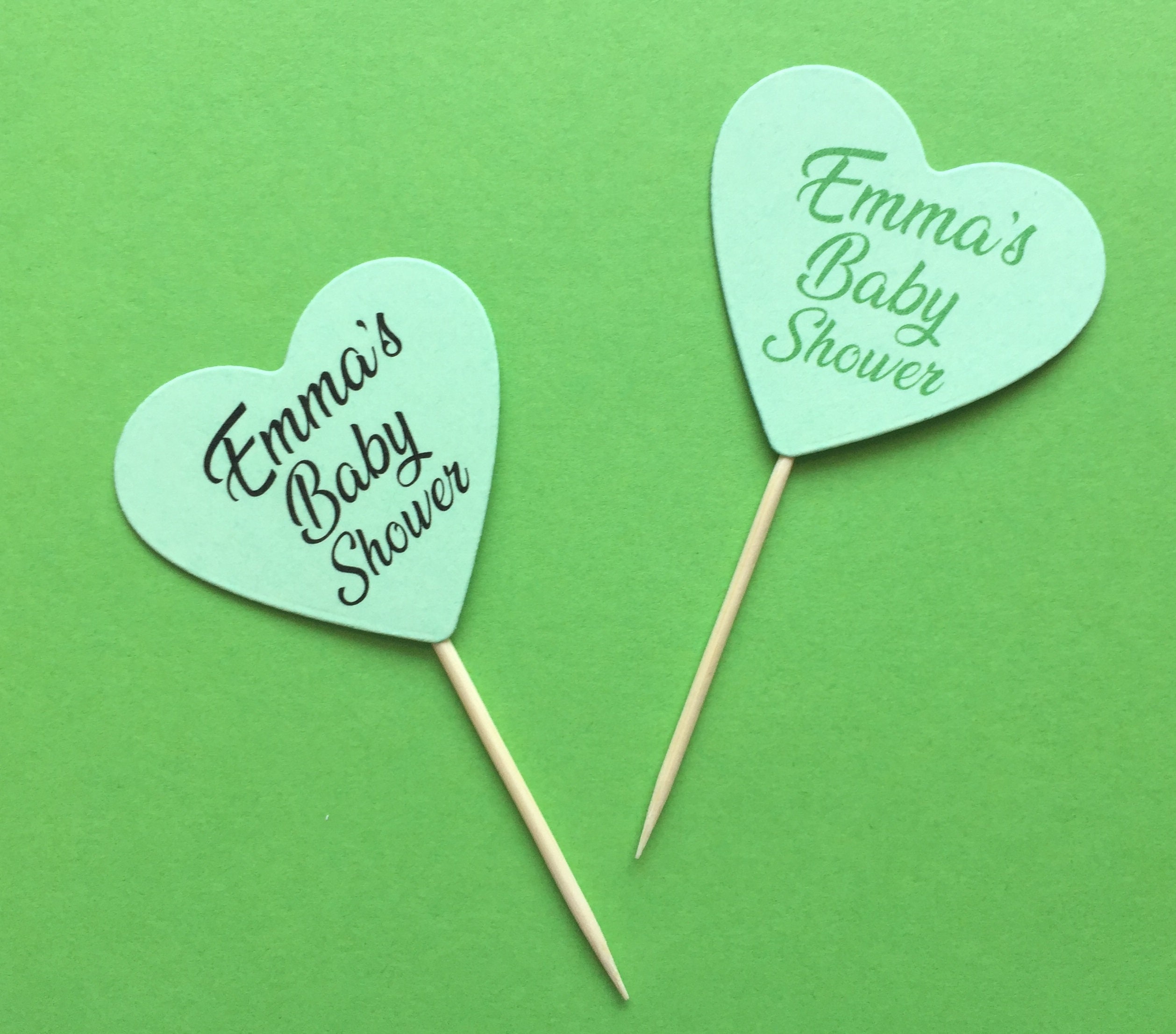 Personalised Heart Baby Shower Cupcake Toppers Decor Girl Boy - Etsy