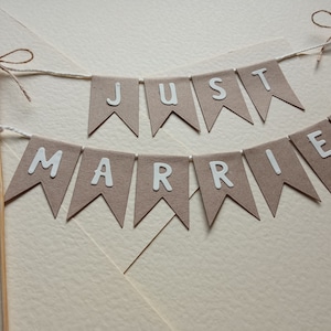 Just Married Vintage Brown Wedding Bunting Cake Topper Gift Name Ceremony Civil Bride Groom Party Decoration Girls Boys Flags Garland