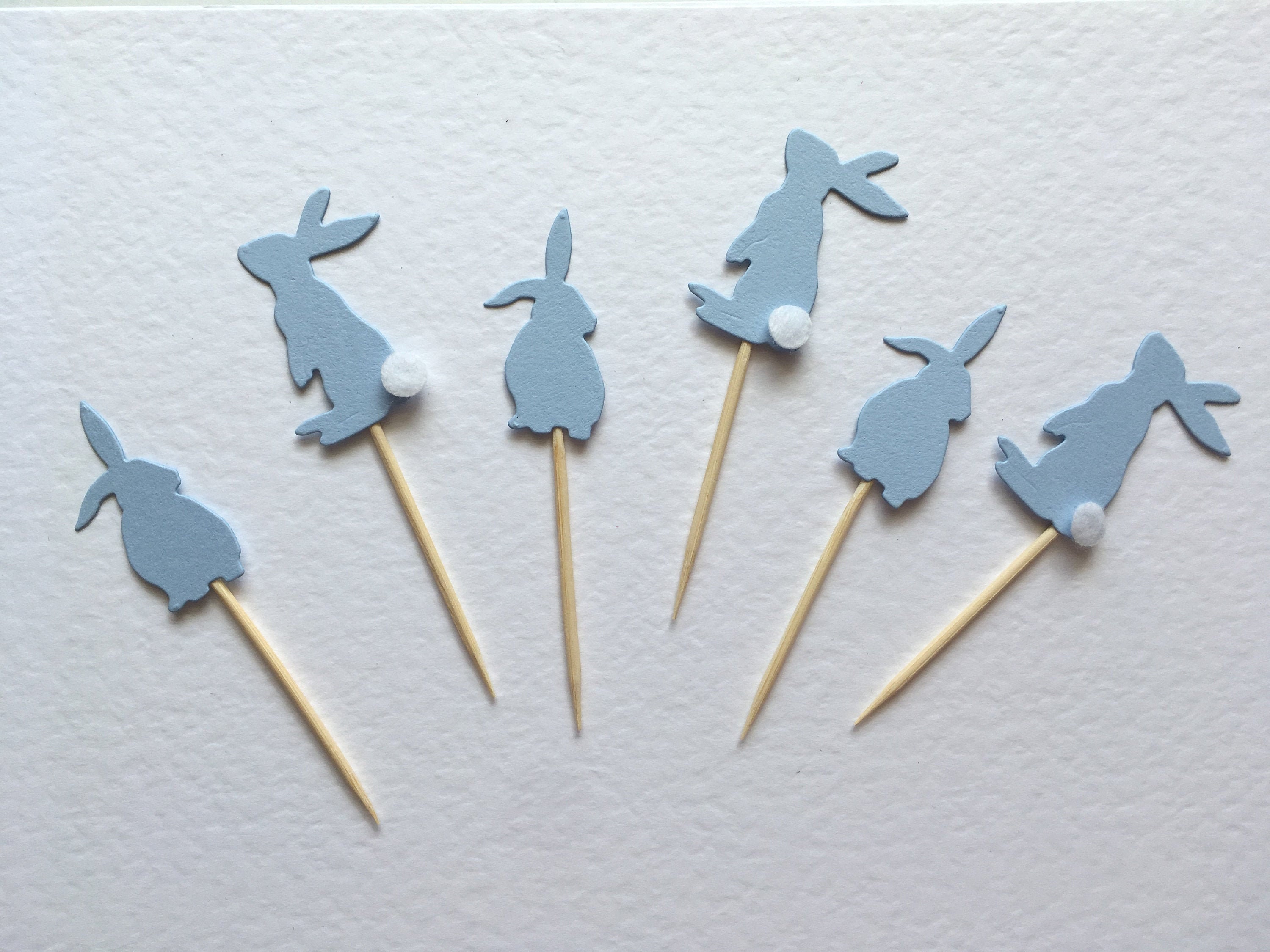 Bunny Rabbit Cupcake Toppers Food Picks Cup Cake Party Decoration Card ...
