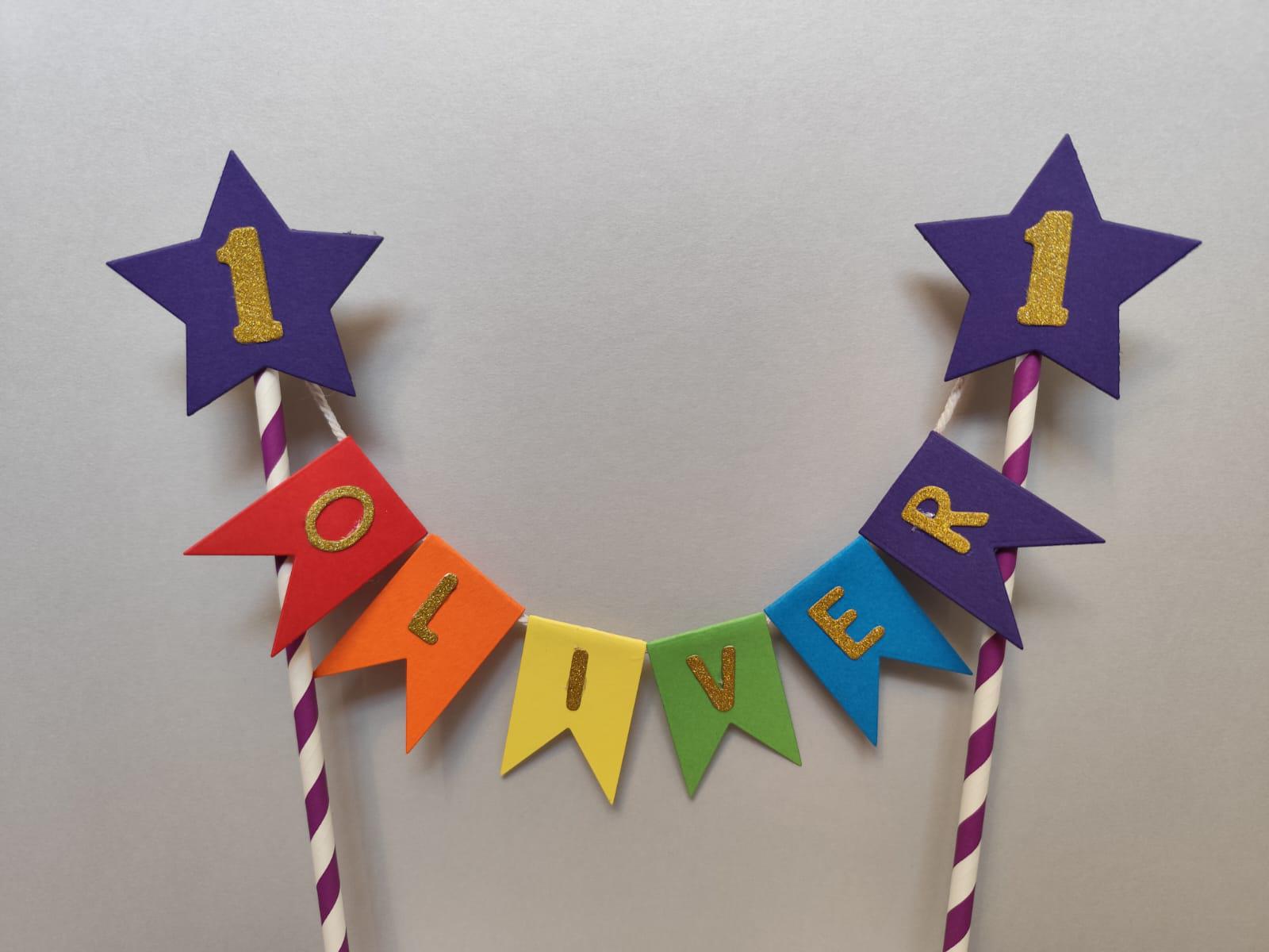 WAWOO Rainbow 1st Birthday Cake Topper & Decor Set - Personalized Banner, Photo Prop, Baby Shower Supplies