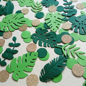 Jungle Leaf Table Confetti Gold & Green Toppers Safari Birthday Boy Girl Cake Sprinkle Animal Decoration Card Party Baby Shower Glitter 1st