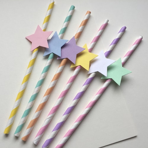 Pastel Rainbow Paper Straws Pastel Rainbow Party Baby Shower Etsy