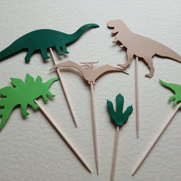 Dinosaur Cupcake Toppers Food Picks Cup Cake Party Decoration Card Green Party 1st Birthday Dino Boys Trex Safari Jungle Zoo Museum Jurassic