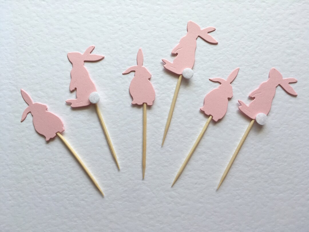 Bunny Rabbit Cupcake Toppers Food Picks Cup Cake Party Decoration Card ...