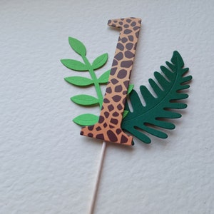 Palillos para cupcakes con estampado de animales y hojas para el primer cumpleaños, tema de la jungla, edad salvaje, uno, 1 adorno, comida verde, hoja, pastel, decoración para fiesta, número de tarjeta
