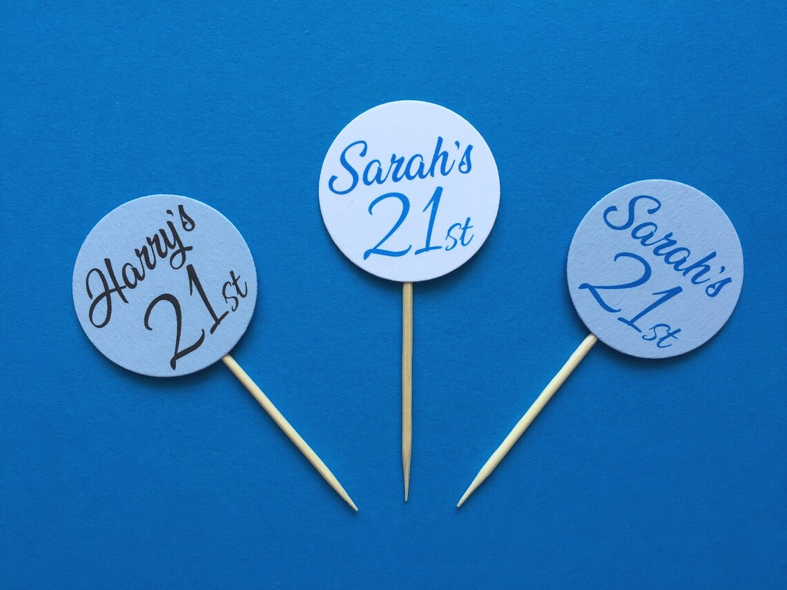 Personalised Circle Birthday Cupcake Toppers Decor Girls Food Etsy