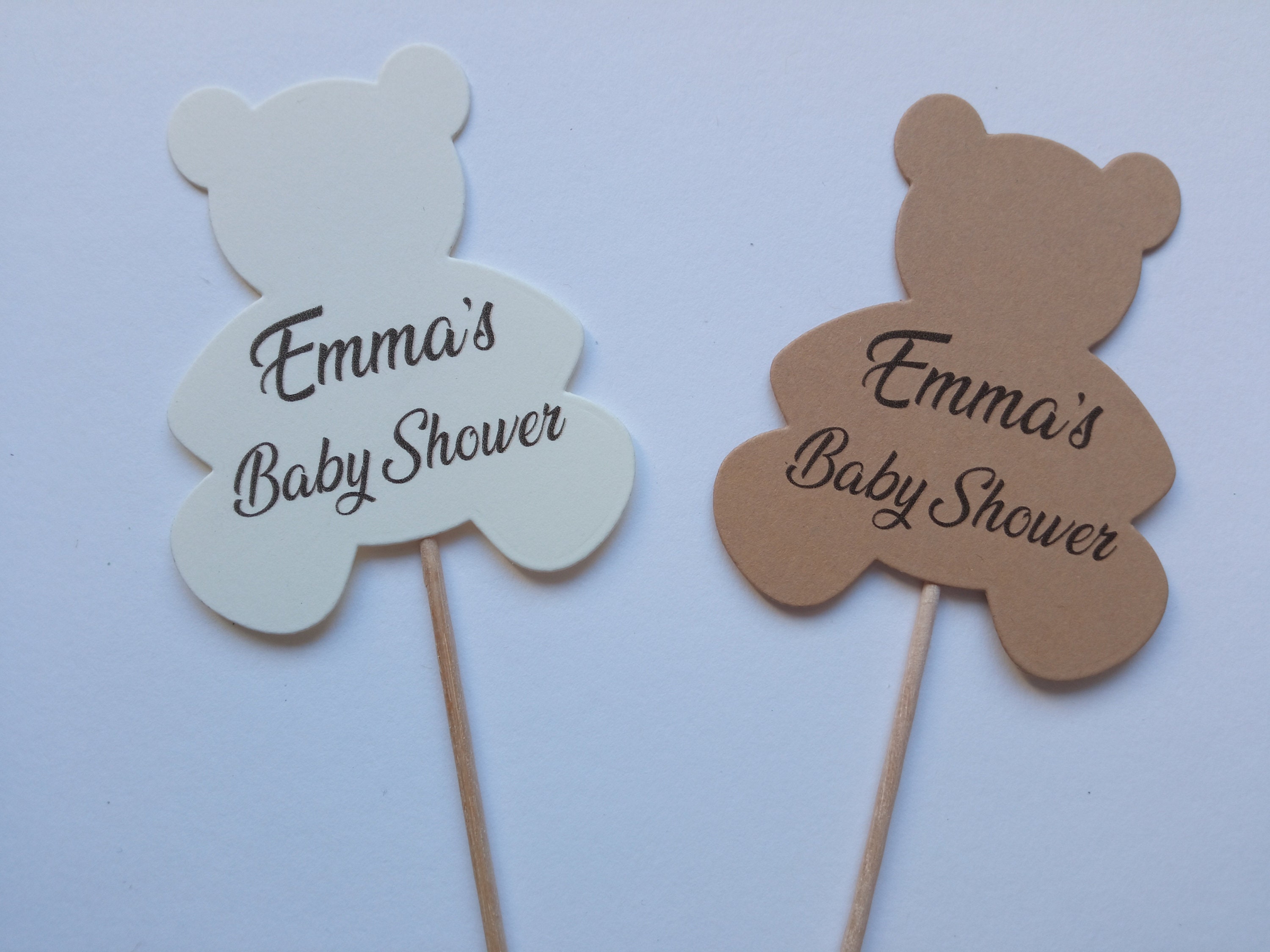 Personalised Cute Teddy Bear Baby Shower Cupcake Topper Girl Boy Name ...