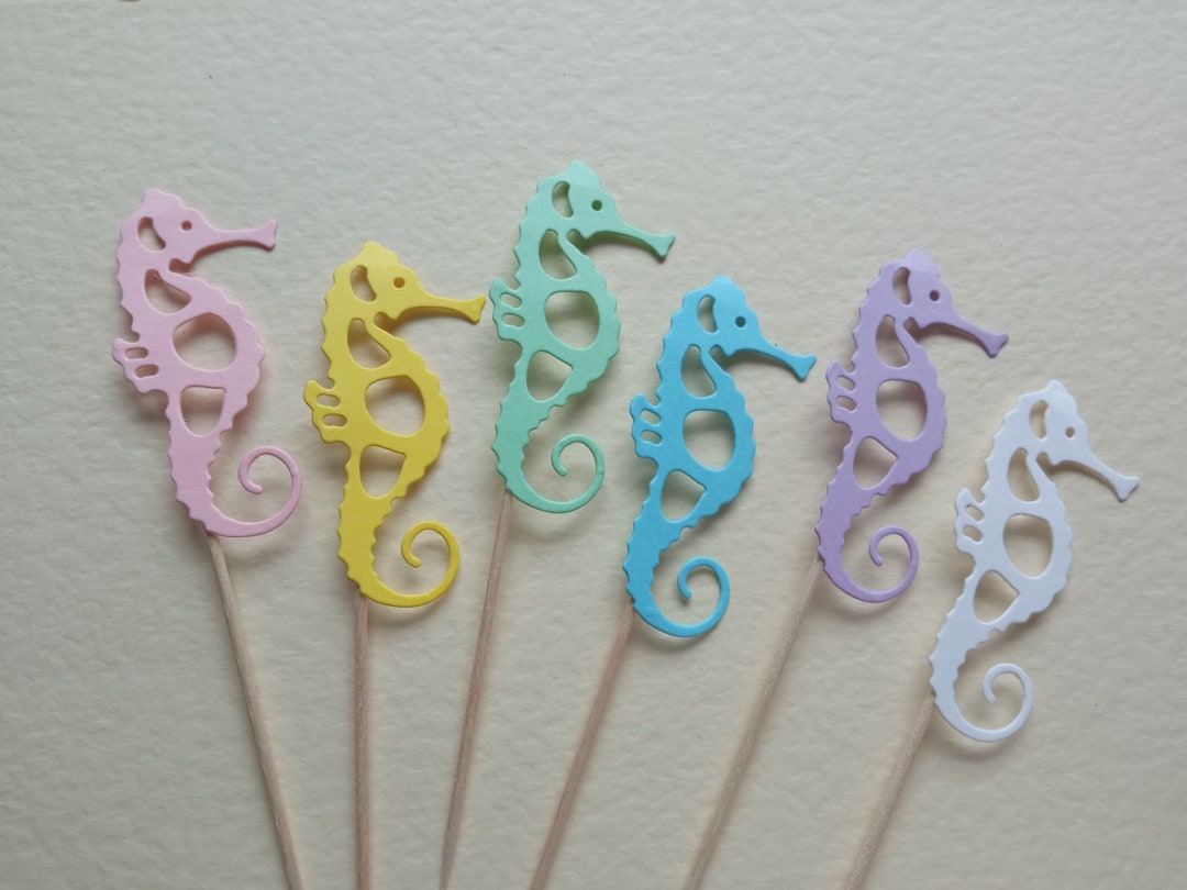 Seahorse Pastel Rainbow Cupcake Toppers Food Picks Cup Cake - Etsy