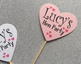 Personalised Hen Party Heart Wedding Cupcake Toppers Decor Girls Food Picks Cup Cake Do Bride Night Decoration Card Occasion Anniversary