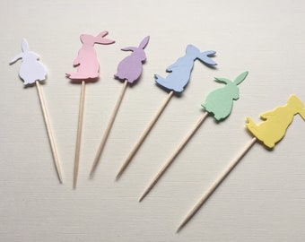 Pastel Rabbit Cupcake Toppers Food Picks Cup Cake Party Decoration 1st Birthday New Baby Christening Easter Baby Shower Some Bunny is One