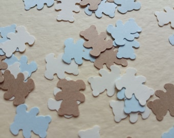 Pink/Blue Brown & Ivory Baby Shower Teddy Bear Table Confetti Boy Girl Recycled Cream Christening Sprinkles Decoration Card Party Birthday