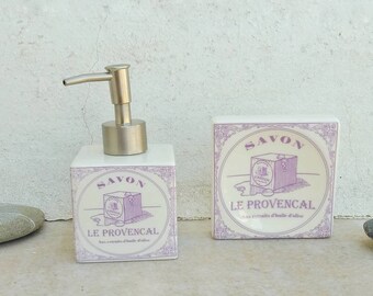 French Bathroom Set, Savon Soap Dish And Soap Dispenser, Le Provencal