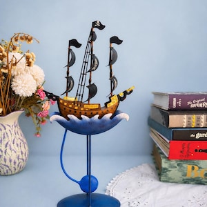 Pendulum Metal Pirate Ship, Vintage Style Toy, Pirate Theme Party Decor