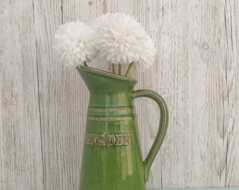 Green Ceramic Pitcher, Ceramic Watering Can, Gift For Gardener