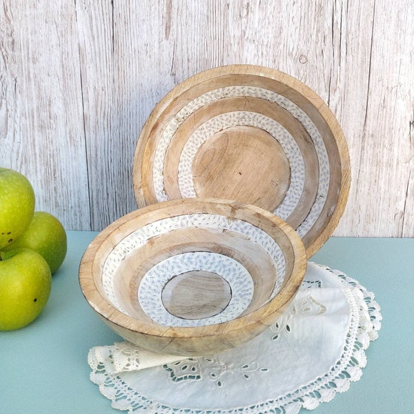 Wood Fruit Set Bowl Etsy