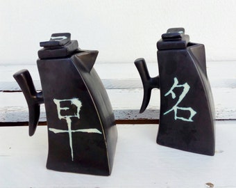 Olive Oil And Vinegar Ceramic Bottle Set In Japanese Style, Gift For Foodie