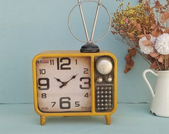 Retro TV Table Clock, Vintage Television Desk Clock, TV Actor Gift Idea