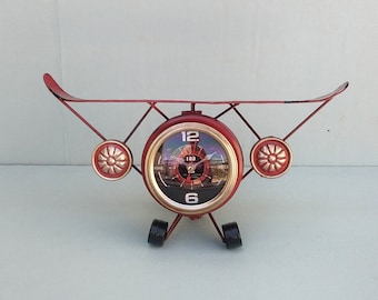 Airplane Metal Desk Clock, Retro Plane Table Clock, Gift For Pilot