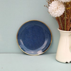 Gold Ceramic Rimmed Plates, Fine Porcelain Small Plates, Eclectic Home Gift For New Couple
