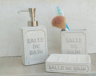 Large Soap Bar Style Ceramic Bathroom Set, Salle De Bain Soap Dispenser Soap Dish And Toothbrush Holder