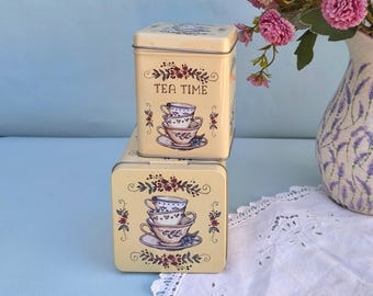 Loose Leaf Tea Canister, Herbal Tea Box, Retro Trinket Tin Box With Lid, It's Tea Time