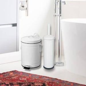 French White Farmhouse Bathroom Trash Can, Office Bin