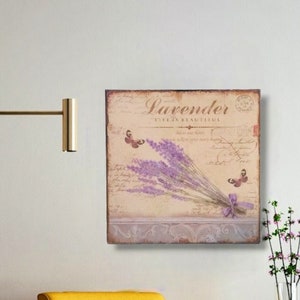Lavender Bouquets Metal Sign, Retro Wall Art, Laundry Room Sign, Boho Botanical Art