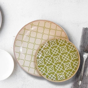 Moroccan Ceramic Plates Set Of 2 , Round Display Tray, Housewarming Gift For New Couple