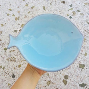 Large Ceramic Bowl, Contemporary Ceramic Dinnerware With Fish Design