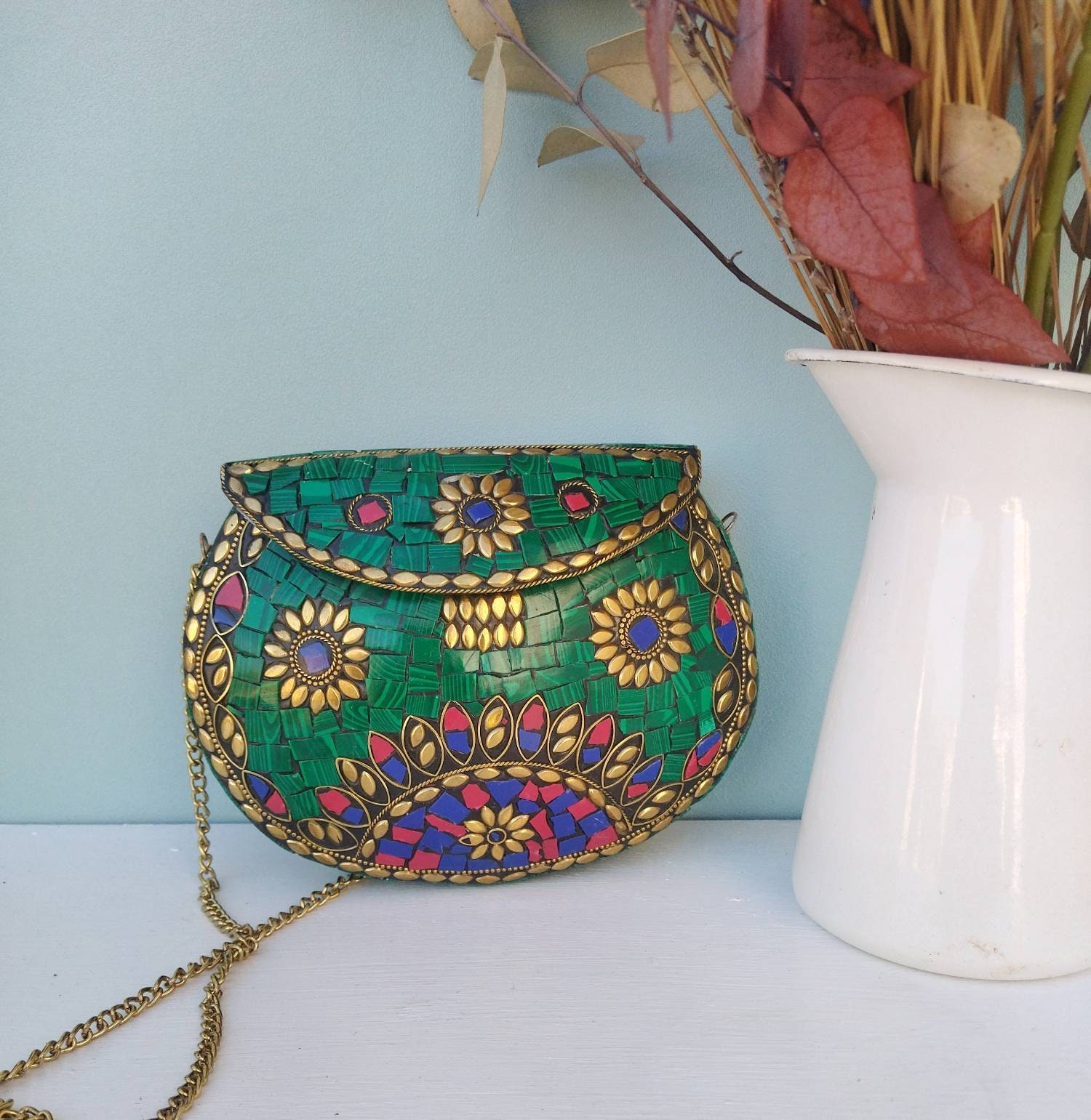 Mother Of Pearl Mosaic Clutch Bag, Latest Metal Clutch Bag By Tradnary Exim  Pvt Ltd