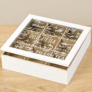 Tea Bag Box, Wooden And Glass Tea Box, Coffee Bar Decor