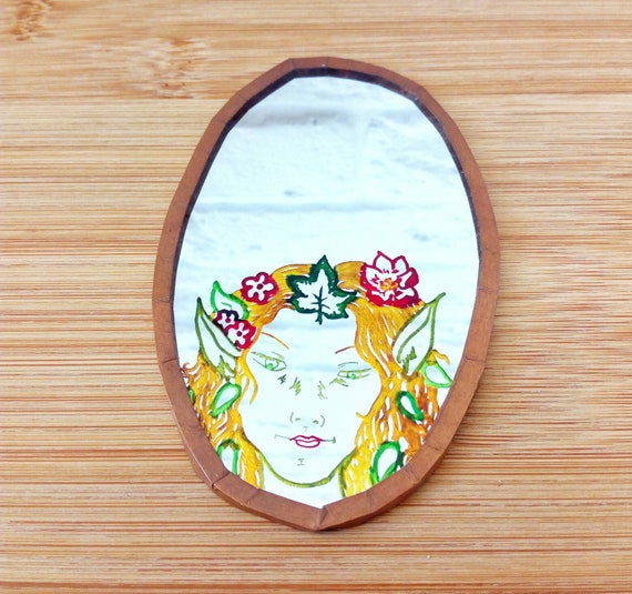 Woodland Fairy Mirror, Handmade Pocket Mirror