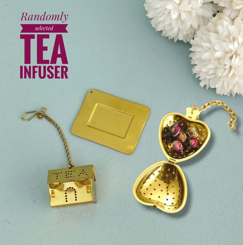 Tea Gift Box, White and Gold Ceramic Cup With Gold Spoon and Tea ...