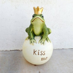 Prince Frog Ceramic Figurine, Kiss Me, Valentine&#39;s Day Gift For Boyfriend