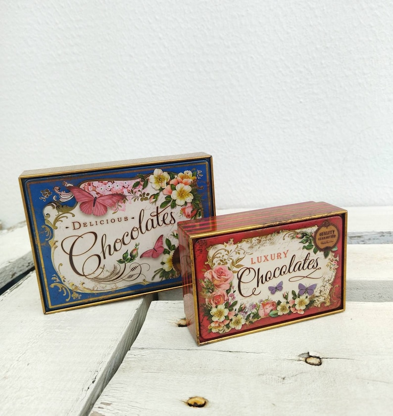Retro Chocolate Tin Box, Large And Small Set