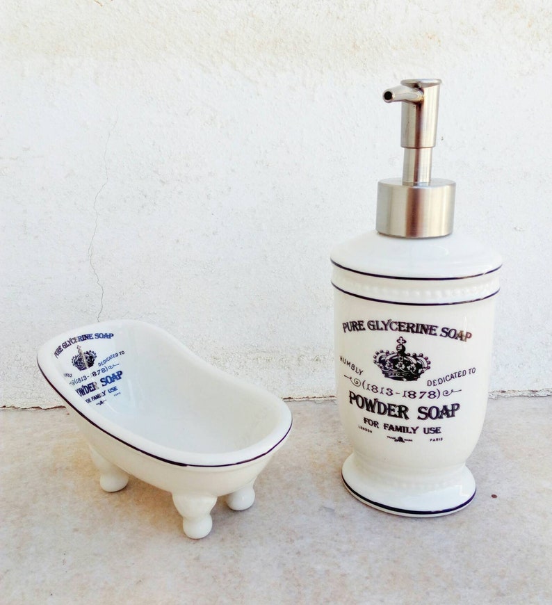 Farmhouse Bathroom Accessories Set Soap Dispenser And Soap Etsy