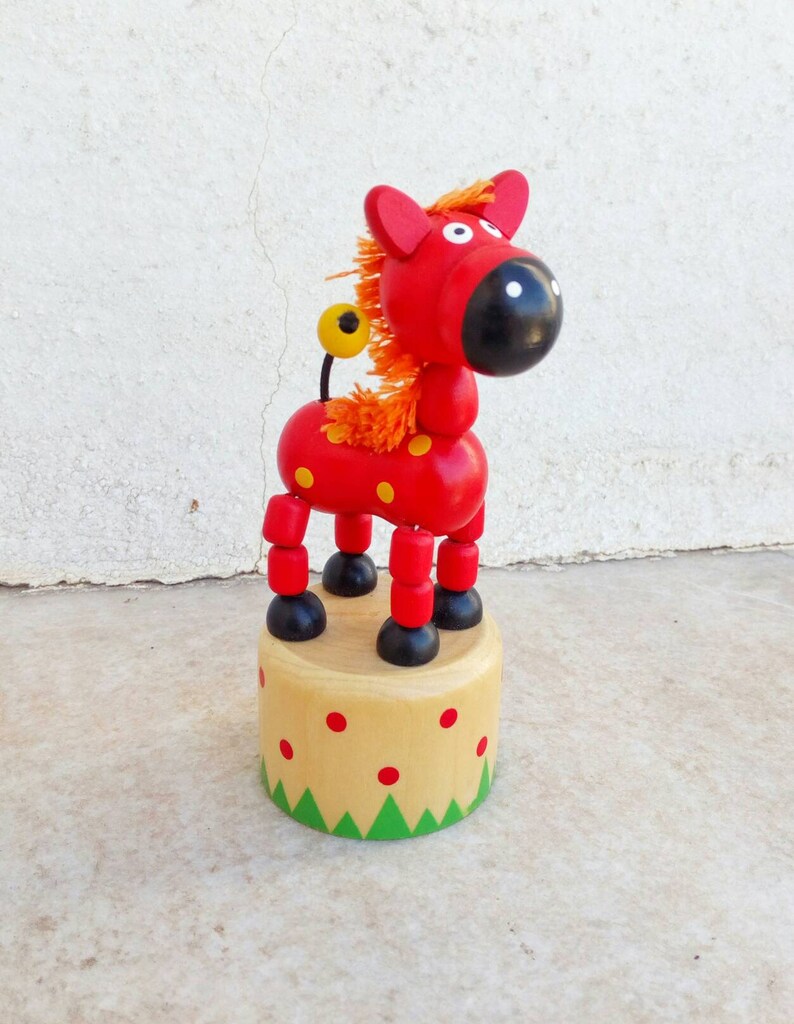 Push Puppet Made of Wood Farm Animals Retro Toys Dancing Cow | Etsy