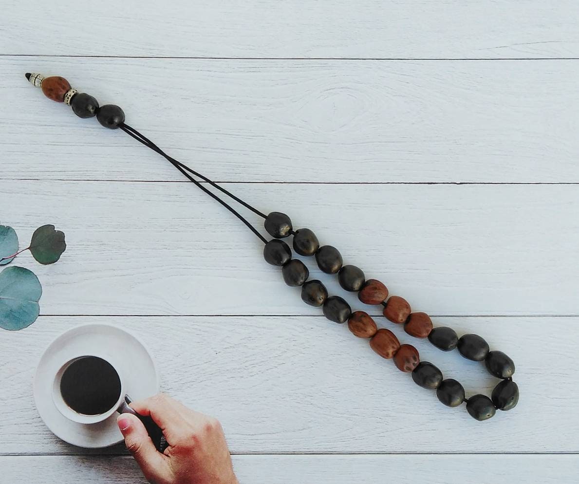 Greek Komboloi With 21 Natural Seeds, Muslim Rosary, Gifts For Men
