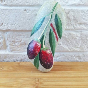 Olive Tree Decorative Stone, Painted Rock, Handmade Bookshelf Decor