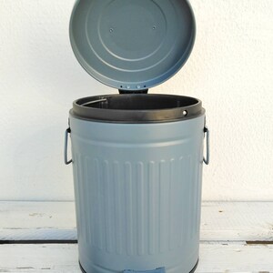 Blue Gray Farmhouse Trash Can, French Country Decor Small Metal Bin image 5