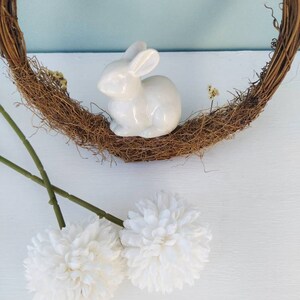 Easter Wreath With White Ceramic Bunny, Front Door Decor, Whimsical Fairytale Nursery Room Decor image 7