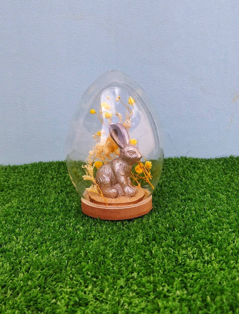 Bunny Glass Dome Mini Diorama With Bunny Ornament and Dried Etsy