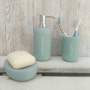  Bathroom Accessories Set 6 Pieces Plastic Bathroom Accessories  Toothbrush Holder, Rinse Cup, Soap Dish, Hand Sanitizer Bottle, Waste Bin,  Toilet Brush with Holder (Mint Green) : Home & Kitchen