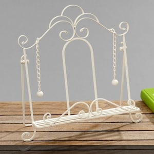 White Metal Book Stand, Retro Display Stand For Wedding Guest Book With Bookmarks, Recipe Book Holder