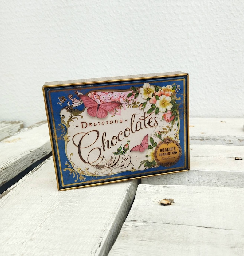 Blue Large Retro Chocolate Tin Box