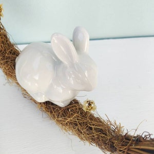 Easter Wreath With White Ceramic Bunny, Front Door Decor, Whimsical Fairytale Nursery Room Decor image 8
