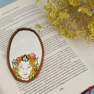 Kompakt spegel i skogsfe, handväskstillbehör med nyckfullt tema, present till fantasiälskare