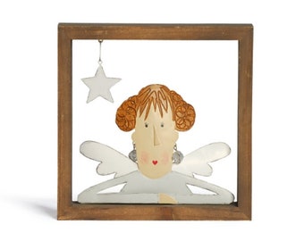 Christmas Guardian Angel Figurine For Nursery Decor, Baby Room Ornament Gift From Godmother