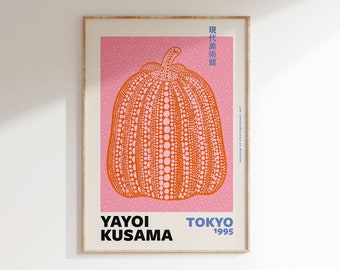 Yayoi Kusama Pumpkin Art Print, Yayoi Pumpkin Poster, Japanese Pop Art Print, Orange and Pink Art